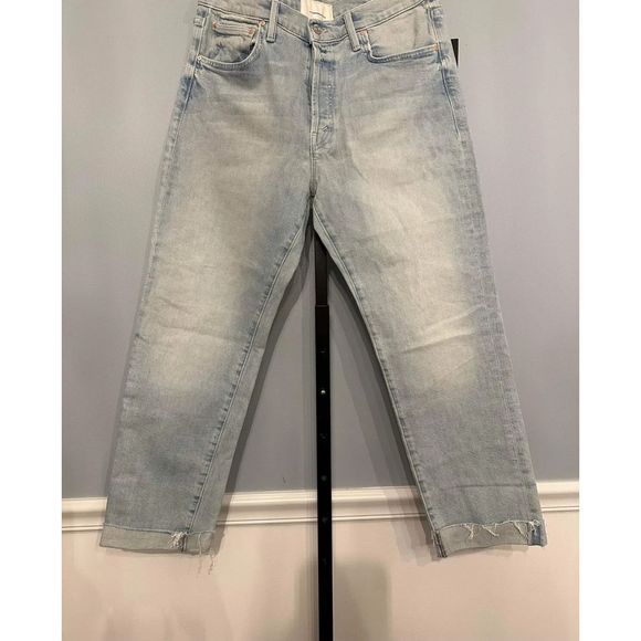 New MOTHER The Scrapper Cuff Ankle Fray Jeans Lonely Hearts Club Size 30 - Picture 5 of 9